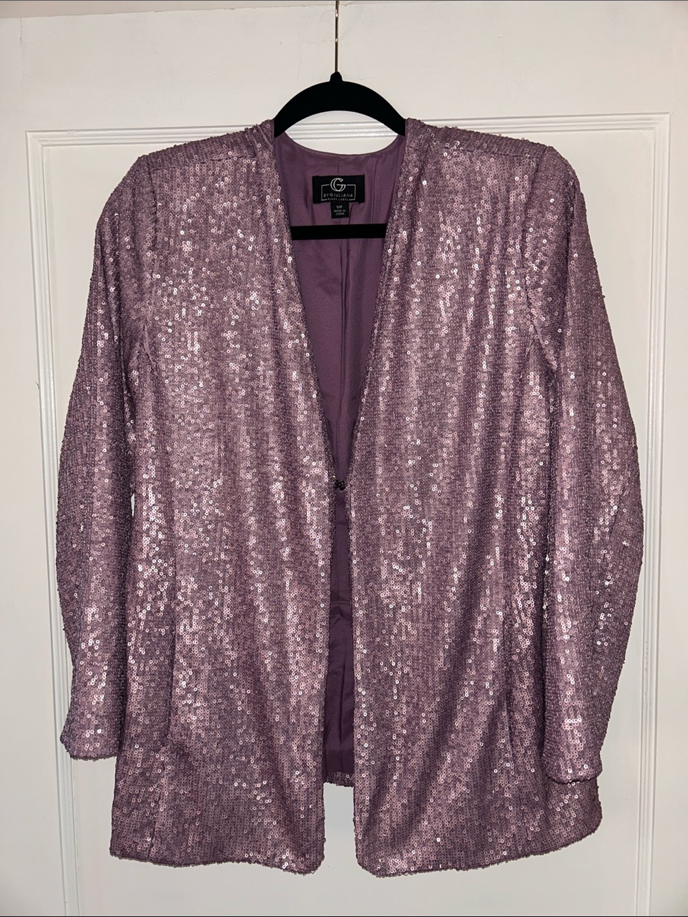 G By Giuliani Lavender Sequin Open Blazer